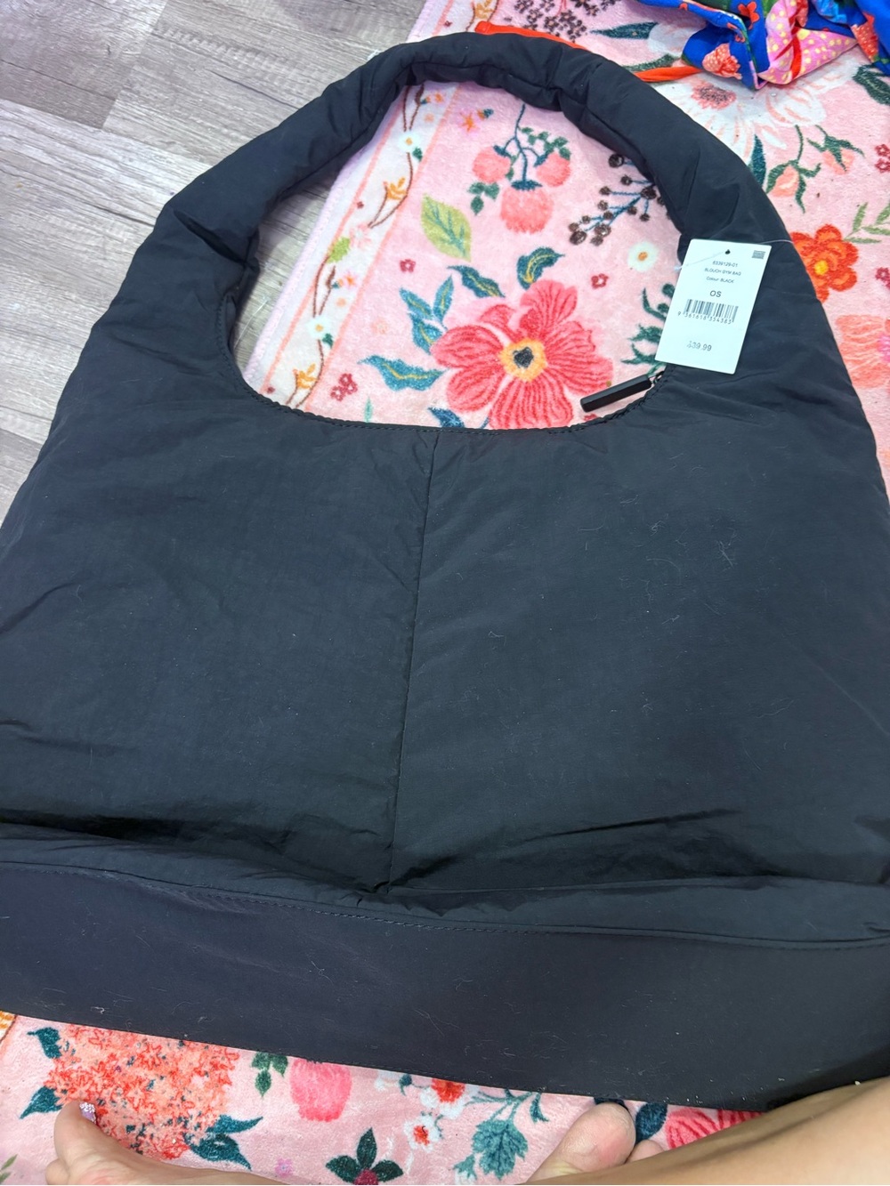 Black Padded Hobo Shoulder Bag - Unbranded
